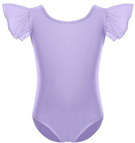 Turn Leotards für Mädchen Ballettanzug Ballettbody Ballett Trikot Kinder Body Tanzbody Bodysuit Turnanzug Gymnastikanzug Ballettkleidung Baumwolle Criss-Cross U-Rücken Tütü Tanzoutfit Violett 7-8J