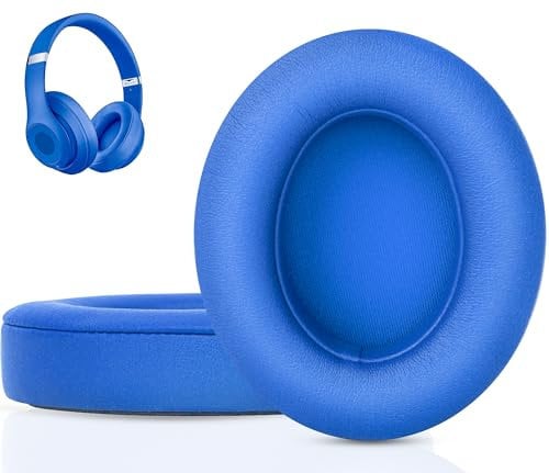 Link Dream Cuscinetti Auricolari Di Ricambio per Beats Studio 3 e Studio 2, Cuscinetti per Cuffie con Morbida Pelle Proteina/Memory Foam/Nastro Adesivo Forte (Blu)