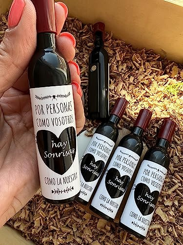 Uvimark - Pack de 25 Sacacorchos Magnéticos con Mensaje Emotivo - Saca corchos para Botellas Vino - Regalos para Detalles Bodas, Comuniones, Bautizos, Cumpleaños - Regalos Personalizados