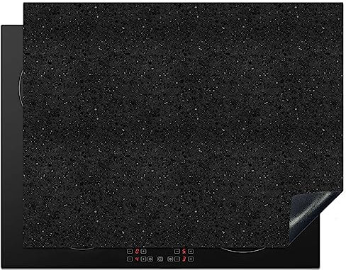KitchenYeah© Herdabdeckplatte Einteilig Küche Herdabdeckung Induktionsfeld Ceranfeld Herdabdeckplatten Vinyl Matte Aufrollbar Granit - Schwarz - Grau - Dunkel - 77x59 cm