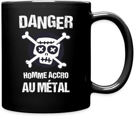 Spreadshirt Métalleux Homme Accro Au Métal Cadeau Drôle Musique Métal Tasse Mug, taille unique, noir
