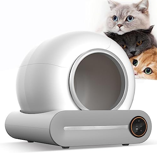 XDLYWUZIQ Selbstreinigende Katzentoilette, Intelligente, Selbstreinigende Große Katzentoilette Mit Großem Fassungsvermögen/Sicherheitsschutz/App-Steuerung Für Mehrere Katzen Von 1 Kg Bis 8 Kg