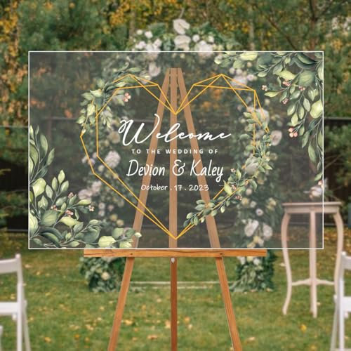 Panneau de bienvenue en acrylique avec nom personnalisé pour mariage, réception, entrée, jardin, salle de banquet, porche (panneau de bienvenue de mariage en acrylique - 2)
