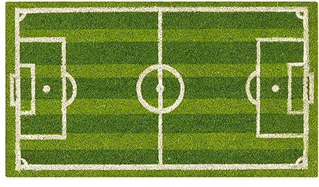 Baroni Home Zerbino Ingresso Casa in Cocco Campo da Calcio Dipinto a Mano 70x40 cm, Tappetino Ingresso Facile da Pulire e Super Resistente