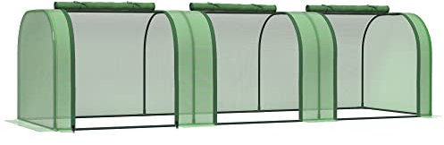 Outsunny Serra da Giardino a Tunnel in Acciaio e Plastica PP con Porte Avvolgibili, 295x100x80 cm, Verde