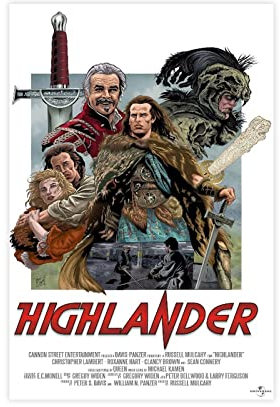 EMIGOS Fantasy-Film-Highlander-Leinwand-Poster, Wandkunst, Dekordruck, Bild, Gemälde für Wohnzimmer, Schlafzimmer, Dekoration, ungerahmt, 30 x 45 cm