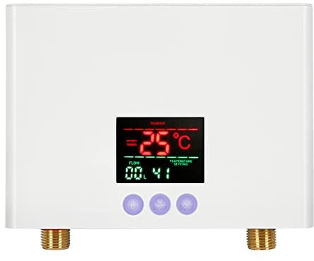 Calentador de Agua Instantáneo, 3000W Mini Calentador de Agua Eléctrico sin Tanque Montado en la pared con Pantalla LED Ajuste de Temperatura de 3 Niveles Control Remoto para el Hogar Cocina Baño