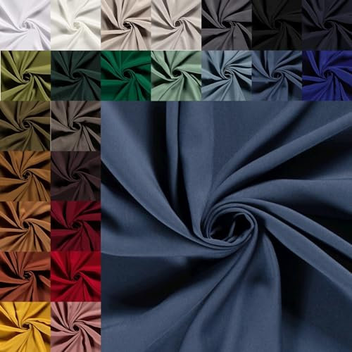 Viskose Uni Meterware - luftiger Viskosestoff einfarbig - fließender Blusenstoff, leichtes Sommerkleid nähen - Ökotex 100 *Ab 50cm, Farbe: 006 stahlblau