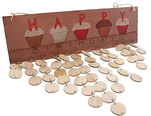 DIKACA zum Jubiläum Geburtstagskalender aus Holz zum Aufhängen schilder Embleme Kalender aus Holztafel Hängekalender aus Holz Wandbehang Holzschild Lipgloss