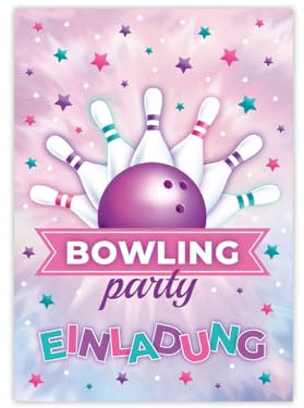 Minkocards 8 Einladungskarten zum Kindergeburtstag Bowling Kegeln Bowling-Party Mädchen Einladung Mädchengeburtstag