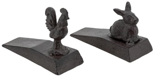 AUBRY GASPARD - Cale-Porte en Fonte - Animaux Coq ou Lapin - Décoration Maison et Jardin - Toutes Portes - 14 x 5,5 x 7 cm (Design Assorti - Vendu à la pièce)