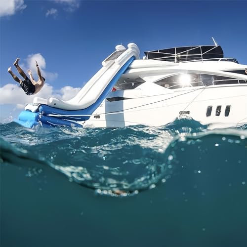Gueploer Échelle de Bateau de croisière de Piscine Flottante de mer, lac Gonflable avec Filet de sécurité, équipement de Divertissement, Jouets Aquatiques,19.6Ft/6M