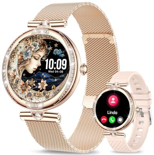 fitonyo Smartwatch Donna con Funzione Telefonica, 1.19inch AMOLED HD Screen Smartwatch Fitness Tracker per Frequenza Cardiaca/SPO2/Sonno/120 + Sport,IP68 Orologi digitale per corsa, oro