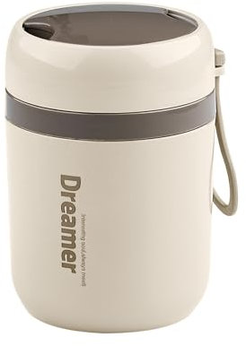 Kinberry Breakfast Pots with Lids 500 ml Lunch Pot Cereal Cup to Go Double Walled Insulated Leak-Proof Soup Cups with Folding Spoon for Yoghurt Porridge Coffee, Microwave and Dishwasher Safe