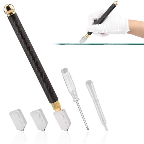 Outil De Coupe De Verre,Coupe-Verre 2mm-20mm,Outil De Coupe De Verre Avec Huile Coupe Verre,Coupe Verre Professionnel,Coupe-Verre Métal Stylo De Coupe Ensemble D'outils,Professionnel Glass Cutter Kit