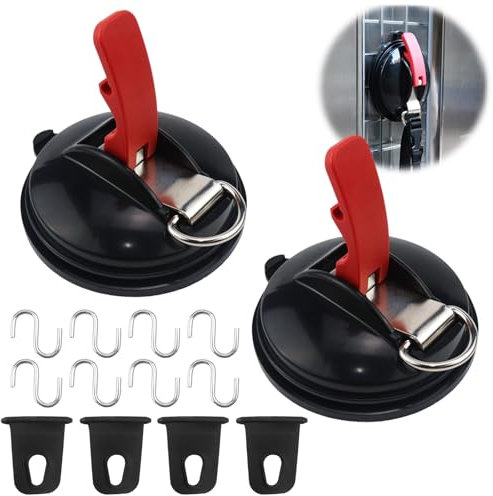 Raxfekro 2 ventose con 8 ganci a S e 4 ganci per tende da sole in silicone, gancio a ventosa, per campeggio, tenda, roulotte, tenditori