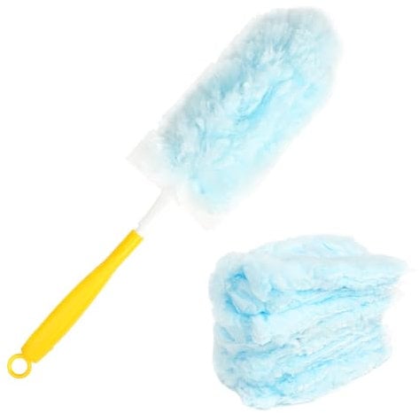 Duster Refill for Swiffer Duster, 10 Pack Heavy Duty Duster Refills with Flash Dust Magnet, Multi-Surface 360° Duster with 1 Handle Disposable Fluffy Dusters for Cleaning (Blue)