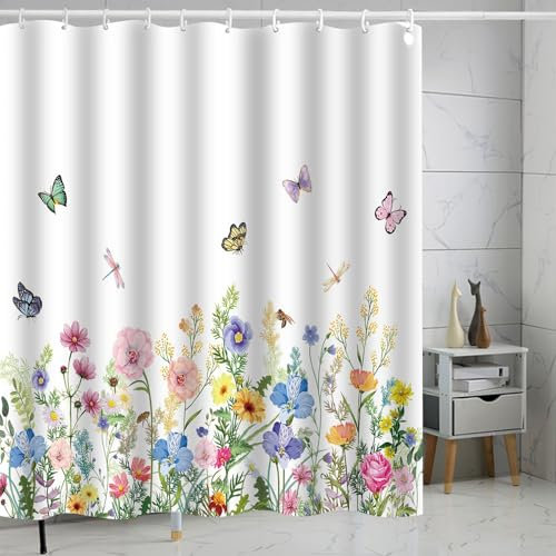 FAIRYGATE Garden Shower Curtain Outdoor Green Leaf Wall Shower Curtains Is Suitable For Bathroom Polyester Waterproof 12 hooks 180x180cm Home Decoration B9715