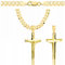 Amor Luxury goldkette herren mit kreuz 585, Kette Herren 925/585 - kreuz kette herren gold 585 massiv - 5 mm, Kreuz Kette 50 cm - Goldkette Kreuzkette - Halskette Herren Panzerung