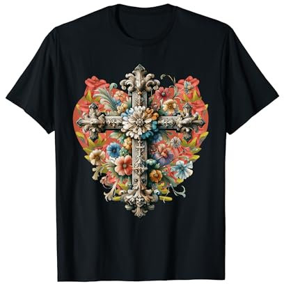 Kreuz Kreuze Kruzifix Italien Blumen Blume Messias Jesus T-Shirt