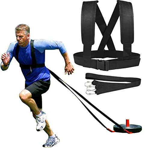 Generisch Professionelles Schlittengeschirr, Fitness-Schlittengeschirr, Workout-Geschirr, Geschwindigkeitstrainer mit Zuggurt, Reifenziehgeschirr, Widerstandstraining, Gewichtstraining, Schwarz