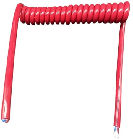 Cable Espiral de Resorte, Cable de Remolque con Resorte Cuadrado de 2 núcleos y 1,5 mm, Cable de Resorte Espiral de Alta Elasticidad, Cable telescópico eléctrico de flexión roja, Bobina retráctil