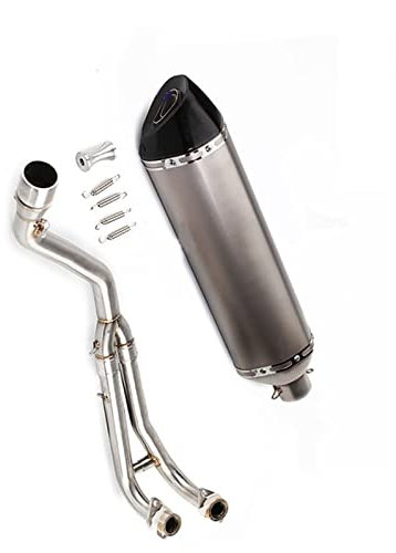 MKSZY Motocicletta Tubo di Scarico Completo per Y&amaha T-Max Tmax 500 530 T-Max 500 530 2008 2009 2010 2011 2012 2013 2014 2015 2016 2017 2018 con Scarico