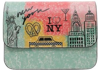 DOGO Femme Cuir Vegan Turquoise Sac à main - New York Motif