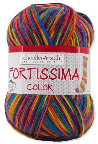 Frida's Wollhaus Schöller und Stahl 100g Fortissima Color 4-fach Wolle Stricken Häkeln 40 Farben (2402 | Lampion)