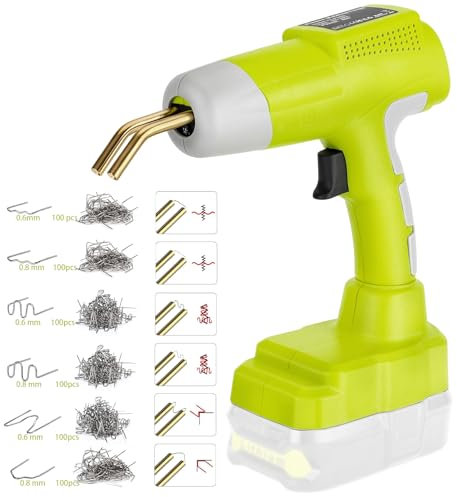 GRVODFRTA Cordless Plastic Welder Gun for Ryobi One 18V Battery with 600PCs Hot Staples Plastic Welding Kit for Car Bumper and other plastic Repairing(No Battery)