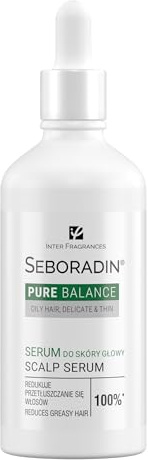 Seboradin Scalp Serum, Fine Hair, Sebum Regulating, Niacinamide, 100 ml | Intensive scalp care for hair prone to greasiness, aloe vera, black radish extract, Pure Balance