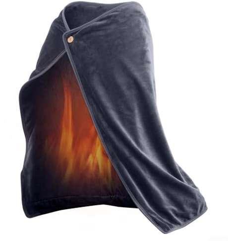 Zilimontt Heated Blanket Soft Flannel Electric Throw Wrap Battery Operated Portable Wireless Cordless USB Heating Blanket for or Home, Office, Travel Machine Washable(Gray)