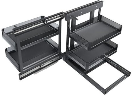 WABMJGW Black Corner Cupboard Pull Out Storage for Kitchen,Blind Corner Pull Out Unit,Pull Out Storage Rack Shelf with 4 Storage Baskets,800