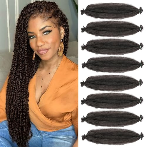 8 Packs Marley Twist Hair 14 Inch Pre-Separated Springy Afro Twist Hair Extension Afro Kinky Hair for Braiding Marley Kinky Braiding for Black Women (#4, 14 Inch (Pack of 8))
