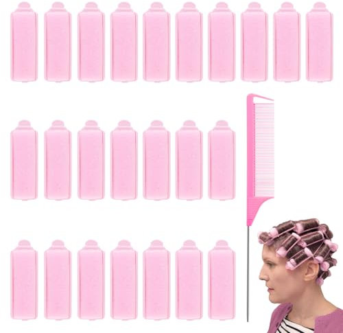 Pack de 24 Bigoudis en Mousse Souple pour Cheveux Courts - Set Éponge Sans Chaleur 20mm avec Pilet pour Femmes et Enfants