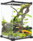 PawHut Glasterrarium für Reptilien Vivarium 12 L Reptilienbox Reptilienaufzuchtbox mit Drahtgitterdeckel, für Frösche, Schlangen, Schildkröten, 20 x 20 x 30 cm, schwarz
