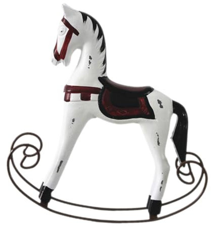 ERINGOGO Holz Wipp-Pferd Skulptur Handgefertigte Pferdefigur Für Büros Retro Wipp-Pferd Dekoration Für Wohnzimmer Bar Elegante Holzfigur Mit Feiner Handwerkskunst Und Detailreicher