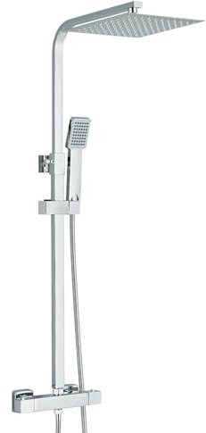 HARNART Bathroom Thermostatic Shower Mixer Set and with Adjustable 8 inch Overhead Rainfall Shower Head Twin Head,Bath Mixer taps with Shower Chrome