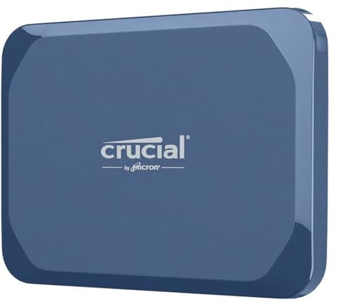 Crucial X10 1To Disque SSD Externe Portable, jusqu’à 2100Mo/s, USB-C 3.2 Gen2, Résistance à la poussière et à l'eau classée IP65, Disque dur Externe, Bleu Mat - CT1000X10SSD9-02