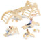 7-in-1 Montessori Climbing Frame Set,Indoor Climbing Triangle with Climbing Arch and Slide, Wooden Triangle for Outdoor Garden, Seaside School, Portable and Foldable (With Chicken Pattern)