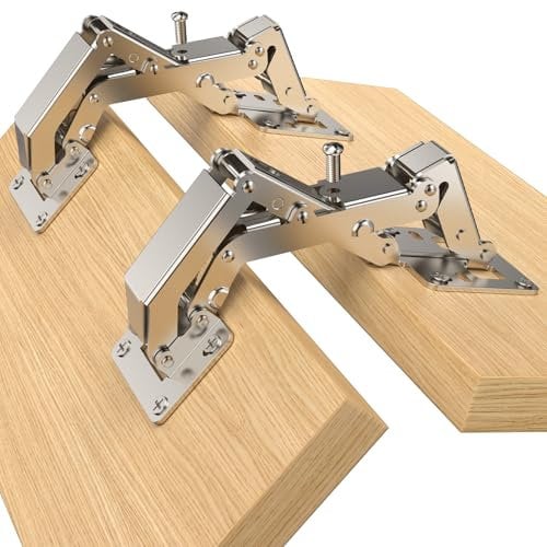 Furniware 4 Pack 170 Degree Soft Close Cabinet Hinges, Slow Smooth Frameless, Hidden Concealed Door Hardware, Surface Mount, Lid Support Trap Door, Self Closing for Kitchen Cupboard Lazy Susan Corner