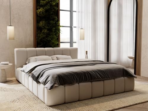 GRAINGOLD Split Bett 160x200, Polsterbett mit Bettkasten, Polsterbett mit Stauraum, Samt, mit Lattenrost, mit Kopfteil, ohne Matratze (Hellgrau, 160x200)