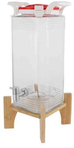 WindWilder Distributeur de boisson avec support, 10 l, en verre, avec robinet en acier inoxydable et support, pour restaurants, fêtes familiales