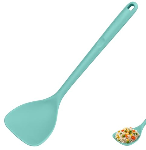U-Taste Espátula de silicona para wok: resistente a 315℃, Aqua Sky | antiadherente, cabezal ancho, bordes curvos