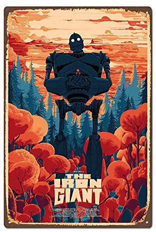 Vintage The Iron Giant Movie Tin Sign Metal Sign Metal Decor Wall Sign Wall Poster Wall Decor Door Plaque Tin Sign 7.8X11.8 Inch