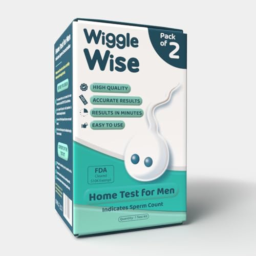 Wiggle Wise Male Fertility Test for Men (2 Pack) - At-Home Sperm Test Kit & Semen Analysis - Fast & Private Sperm Count Checker - Accurate Results in 15 Minutes