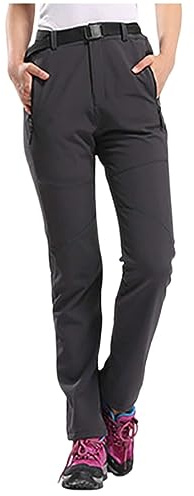 Generisch Pantalones de senderismo para mujer, impermeables, softshellhos, térmicos, exteriores, snowboard, pantalones de esquí, gruesos, pantalones de caza, pantalones funcionales con bolsillos