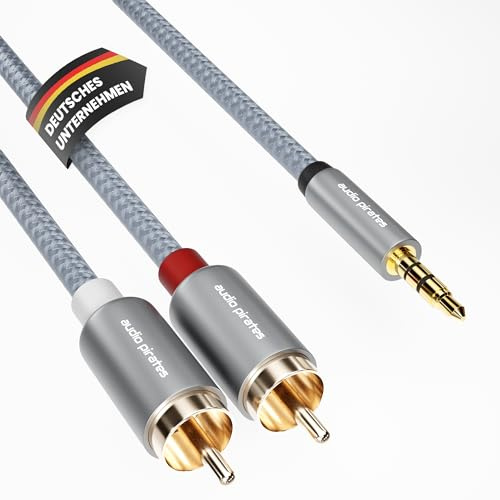 audio pirates Klinke auf Cinch | RCA-Kabel | 3,5mm-Klinkenkabel auf 1x Cinch-Kabel | Audio-Kabel für TV, PC, Tablet, Subwoofer, Verstärker, Lautsprecher, HiFi & Heimkino (1-Pack 5m)