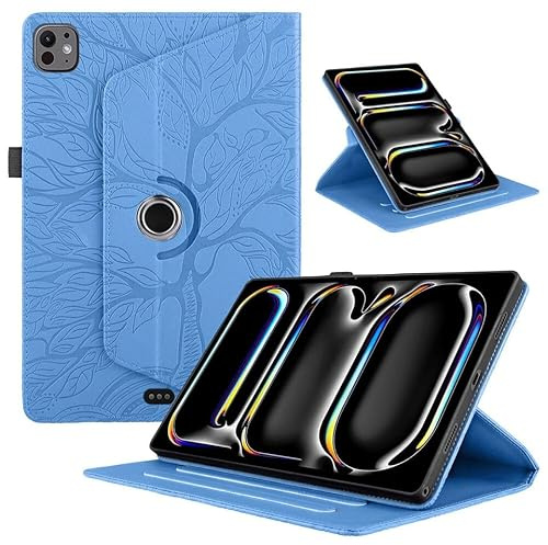 Generic Compatibile per iPad 10a generazione 10.9 2022 (colore: blu) Custodia in pelle con motivo albero flip back stand