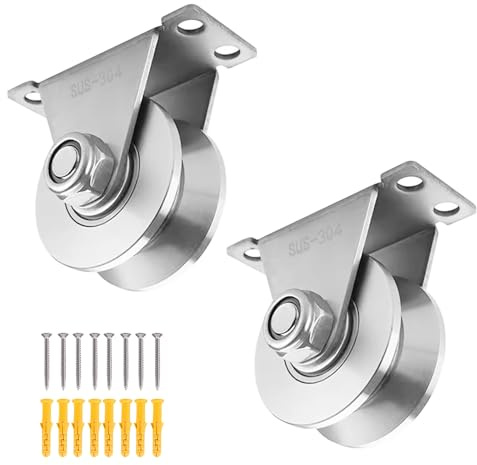 2 Stück 48 mm Umlenkrolle Seilrolle, V-Rollen Seilrollen für Seile, 304 Edelstahl Umlenkrollen mit Kugellager für Rolltore Flaschenzugsystem Lager Wäscheleine Drahtseile Schiebetore (V-förmige Nut)